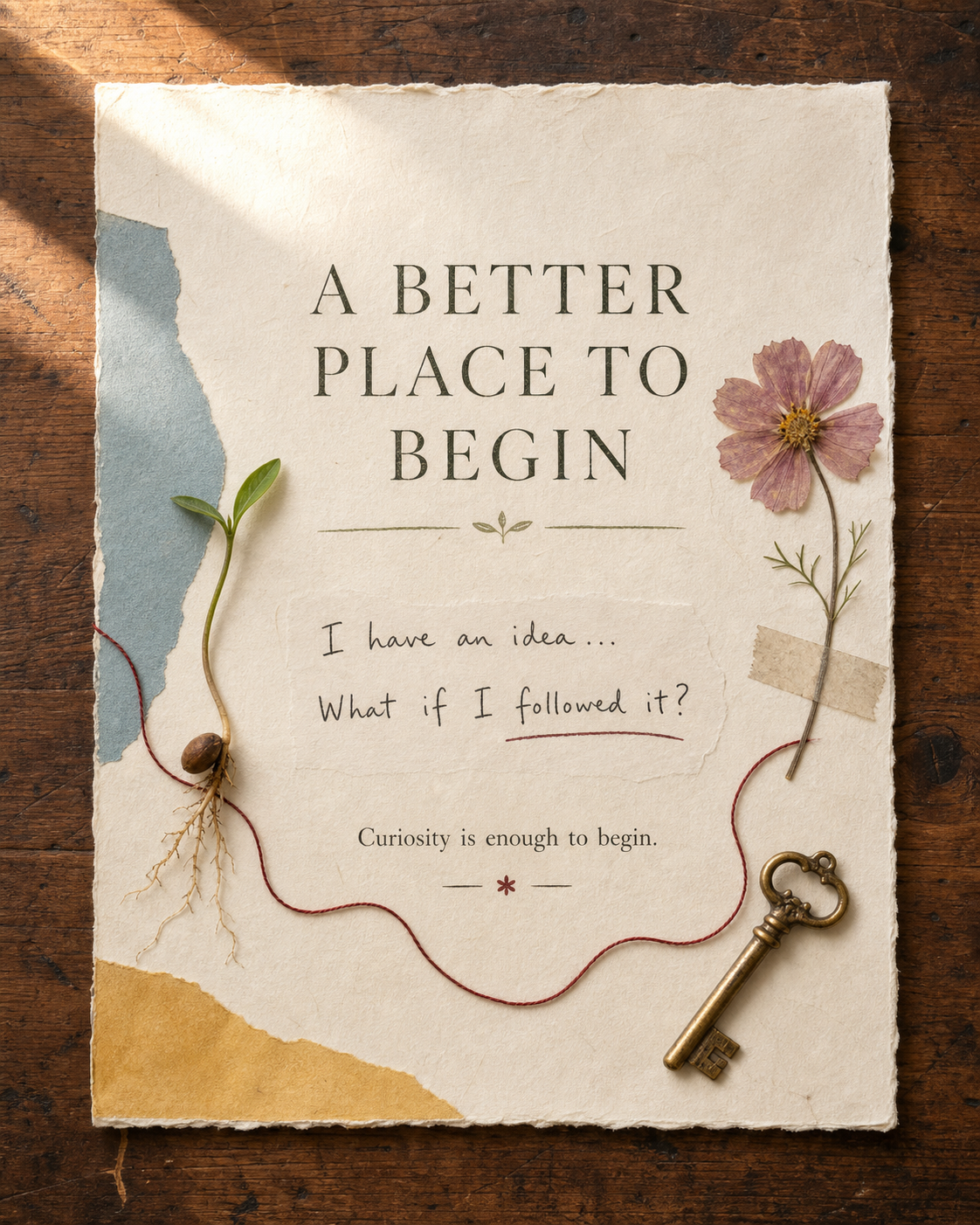 A handmade Possibility Lab workbook page with a sprouting seed and journal details